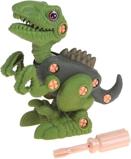 Brinquedo Dinossauro para Montar e Desmontar com Chave – Kit Educativo Infantil de Construção (Velociraptor Verde)