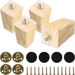 4 peças de pernas de móveis de madeira maciça de 7,6 cm, substituição de perna quadrada de sofá de madeira para sofá de mesa para armário de mesa, cômoda, cadeira, estante, peças, mancha de