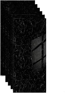 Kit com 10 Placas Adesiva Decorativa Efeito Mármore Premium | Revestimento Autocolante para Parede, Cozinha, Banheiro e Móveis | Diversas Estampas (Mármore Preto Premium)
