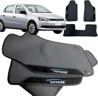 Jogo de Tapete Borracha Automotivo pra Carro Compatível com Voyage G5 G6 2012 a 2023 Com Logo Bordado Impermeável Personalizado 3 Peças W8 Acessorios