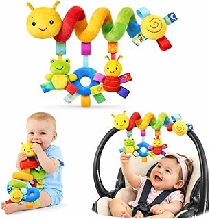 Brinquedo Espiral Sensorial Centopeia de Pelúcia Mobile para Carrinho de Bebê - Brinquedo Bebe 0 a 6 Meses, com Chocalho, Cores Vibrantes