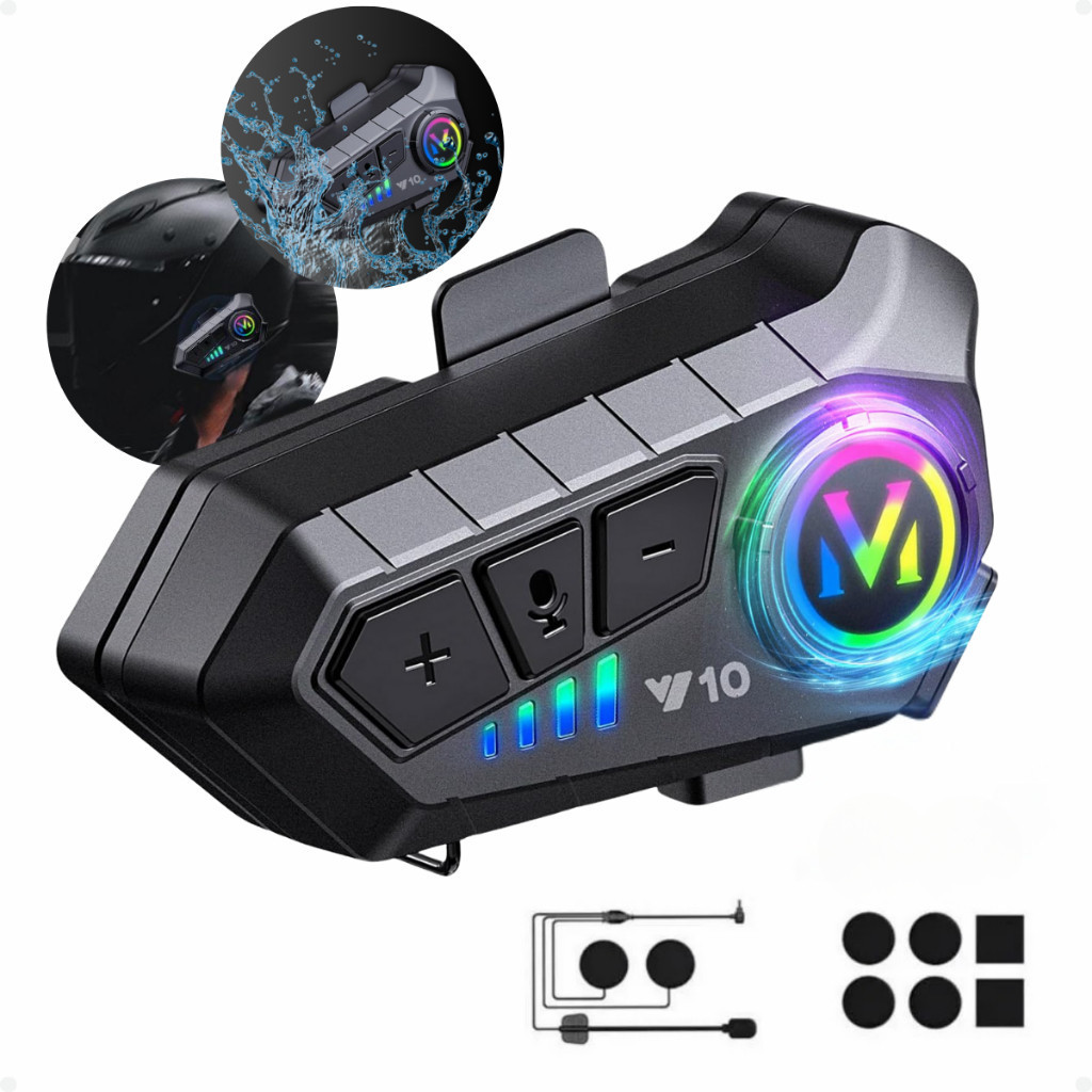 Fone De Ouvido Para Capacete Sem Fio Bluetooth Rgb