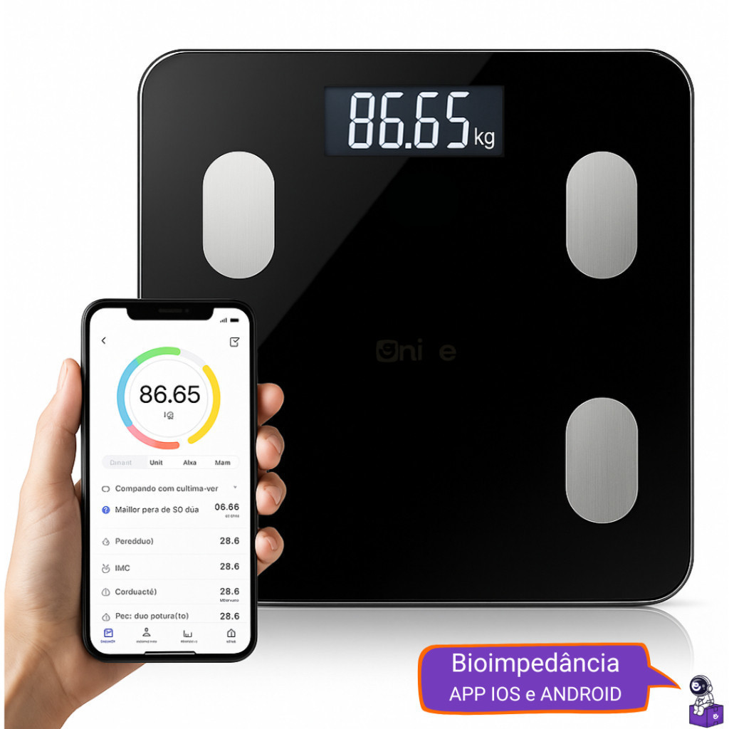 Balança Bioimpedância Digital Profissional via Bluethooth