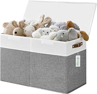 Bagnizer Grande caixa de armazenamento de brinquedos com tampas, organizador de armazenamento de bebê resistente dobrável cesto de caixa para crianças, meninos, meninas, sala de jogos, berçário,