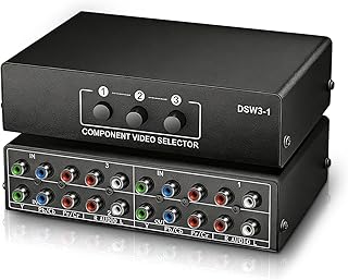 Linkstyle Caixa de comutação de vídeo AV 3 em 1 componente de saída 1080P, 3 vias composto 3 RCA AV divisor seletor RGB conversor de vídeo e áudio, para Xbox 360 Wii PS3 PS1 PS1 SNES DVD/VCD/STB/TV