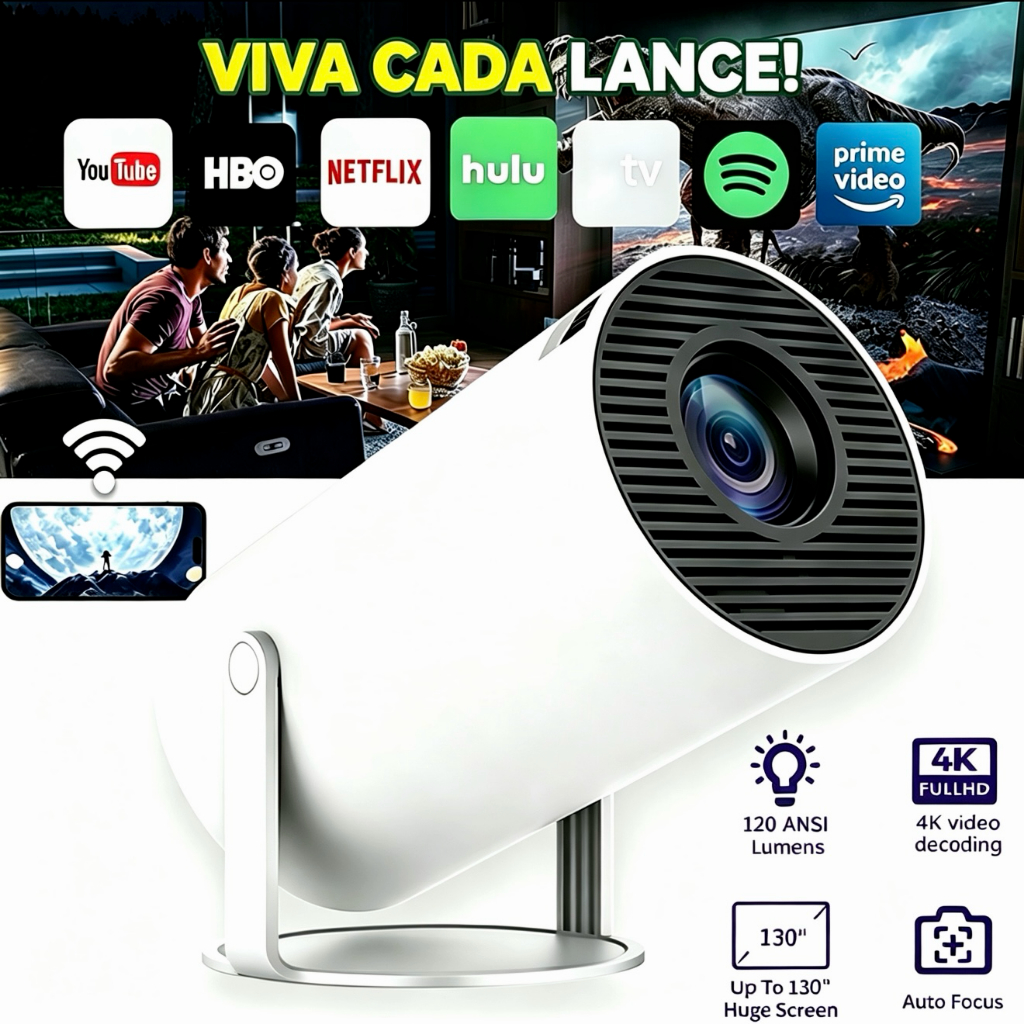 Projetor 4K HD 150 Polegadas Celular, Tv B0x, Xbox, PS, Pc, Wifi HY300 Pro Magcubic Envio Imediato