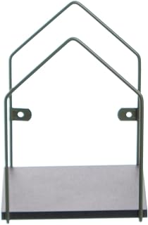 Nicho Decorativo com Formato de Casinha Pequeno para Parede, Verde Microtextura com Madeira Preto, Metaltru