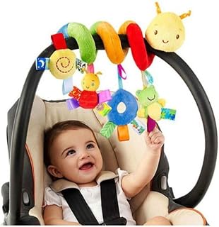 Sunfenle Brinquedo de carrinho infantil, bebê minhoca berço ao redor do chocalho desenho animado inseto carrinho pendurado pelúcia envoltório espiral brinquedos de segurança para bebês meninos e
