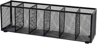 Porta-lápis de caneta de malha preta, pequeno organizador de mesa de metal para mesa, artigos de papelaria, acessórios de escritório, suporte de armazenamento, 6 compartimentos para pincéis para