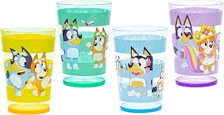 Zak Designs O conjunto de copos Bluey Nesting inclui copos de plástico duráveis com obras de arte variadas, utensílios divertidos são perfeitos para crianças (411 g, pacote com 4, sem BPA)