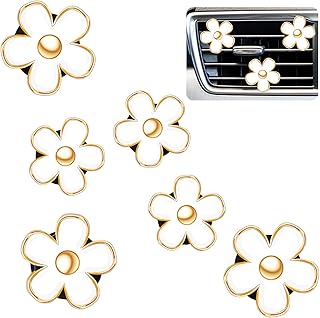 Frienda 6 peças de acessórios de clipe de saída de ar de margarida para ar condicionado, clipe de saída de carro, ambientador de carro, acessórios de painel de charme, decoração interna de carro (3 cm