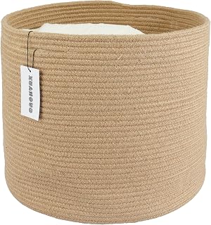 XUANGUO Cesta de corda de juta para meninas, meninos, crianças, 40,6 x 35,5 cm, cesto de roupa para bebê, organizador de cesta redonda de tecido, para armazenamento, brinquedos, cobertores, sapatos,