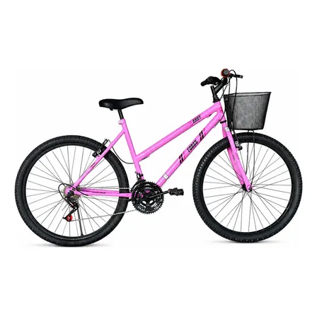 Bicicleta Passeio Forss Anny Aro 26 Rosa com Cestinha 18 Marchas