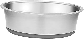 Bacia de aço inoxidável do gato do cão da bacia, base portátil do silicone da bacia do animal de estimação anti asfixia para interno, pet shop, 14cm
