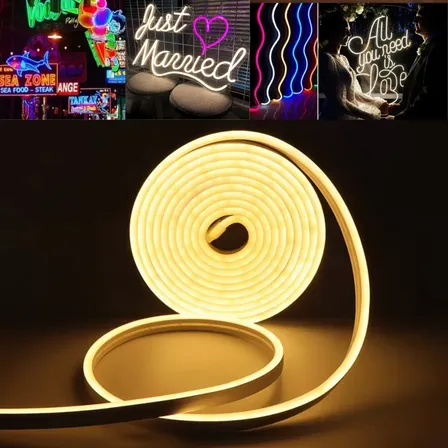 Fita LED Neon Flexível 3528 120Led VLX 5 metros Mangueira Corte 2,5cm Cor da Luz Branco Quente