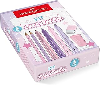 Kit Encanto Faber-Castell Com Produtos Rosa e Roxo Em Tons Pastel *EDIÇÃO LIMITADA*