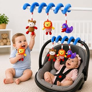 Brinquedo Mobile para Berço Espiral Pelúcia de Bebê Montessori | Brinquedos para Carrinho e Bebe Conforto com Chocalhos de 0 a 6 Meses