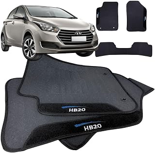 Jogo de Tapete Borracha Automotivo pra Carro Compatível com Hb20 2012 2013 2014 2015 2016 2017 2018 2019 Com Logo Bordado Impermeável Personalizado 3 Peças Traseira Interiça W8 Acessorios