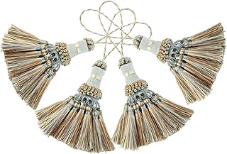 BEL AVENIR Pacote com 4 pingentes de borlas artesanais azuis com borlas | Borlas de poliéster elegantes, para chaveiro, tiras, acessórios DIY, decoração de casa