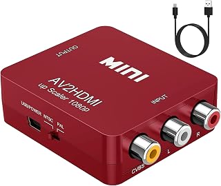 ABLEWE Conversor RCA para HDMI, AV para HDMI, Mini RCA 1080P composto CVBS adaptador conversor de áudio e vídeo compatível com PAL/NTSC para TV/PC/PS3/STB/Xbox VHS/VCR/Blue-Ray DVD Players, vermelho