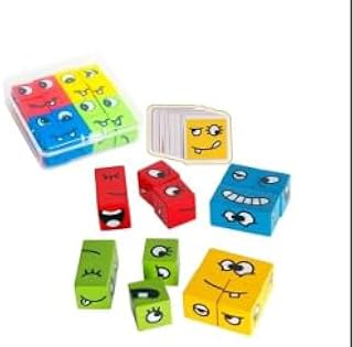 Jogo Cubos de Expressões Faciais Caras e Caretas Educativo | Brinquedo Pedagógico, Desenvolve Emoções, Blocos Coloridos, Interativo, Inclui Cartões