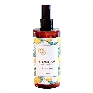 Splash Duo - Body Splash e Hair Splash Vegano 230ml, Perfume Corporal e Capilar Feminino, Fragrância Duradoura, Hidratante e Refrescante – Tropical Glow, Pink Blush, Ocean Blue - Sou Voe (Tropical
