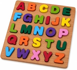 Tabuleiro Educativo Infantil Montessori Alfabeto de Madeira | Brinquedo Pedagógico de Encaixe para Letramento e Coordenação Motora