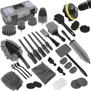 Kit de detalhes de carro, conjunto de escovas de detalhes de carro, kit de limpeza de carro, ferramentas de detalhes automotivos para rodas interiores e exteriores, acessórios profissionais de lavagem