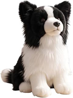 Gralara Collie Pelúcia Macia Cachorro Pelúcia Realista Brinquedo para Bebês, Berçário, Dormitório, 24cm, Border Collie Sentado