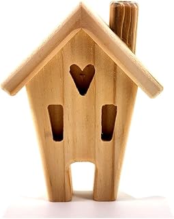 Casinha Decorativa de Mesa em Madeira Pinus, Estilo Rústico Farmhouse, 18x18x7 cm, para Sala e Quarto