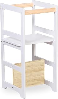 Decoratta Torre De Aprendizagem Montessoriana 4 Em 1 Regula Altura Criança em MDF Laqueado Branco | 4 Em 1, Regula Altura, Criança