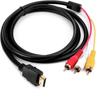 Marmoin Cabo HDMI para RCA, 1080p 1,5 m HDMI macho para 3-RCA vídeo áudio AV adaptador conector transmissor unidirecional para TV HDTV DVD (sem função de conversão de sinal)