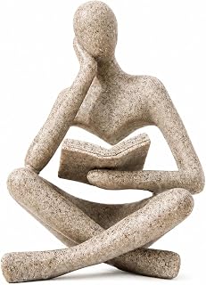 Estátua de pensador de decoração de estante, estatueta de leitura abstrata de areia, suporte decorativo de resina para mesa de centro, prateleira, escritório em casa, biblioteca, sala de estar