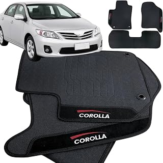 Jogo de Tapete Borracha Automotivo pra Carro Compatível com Corolla 2008 á 2017 Com Logo Bordado Impermeável Personalizado 3 Peças com Traseira Interiça W8 Acessorios