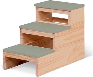 Casa Decoratta Escada Decorativa de Madeira Pinus com MDF Laqueado 3 Andares para Quarto e Banheiro Cor Verde Chá
