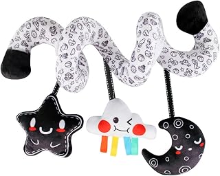MERIGLARE Assento espiral para bebê, brinquedo para carrinho de bebê, jogo de atividades, criativo, leve, desenho animado, chocalho pendurado, decoração, Preto E Branco