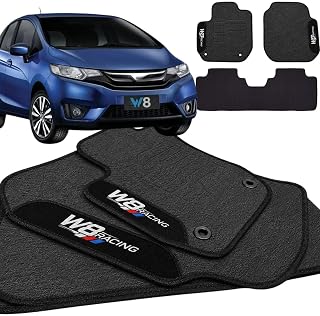Jogo de Tapete Borracha Automotivo pra Carro Compatível com Fit 2015 2016 2017 2018 2019 2020 2021 2022 Com Logo Bordado Impermeável Personalizado 3 Peças Traseira Inteiriça W8 Acessorios
