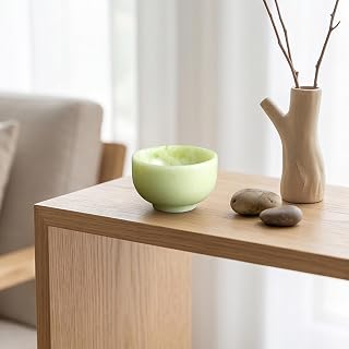 Xícara de chá pequena estilo quartzo verde copo de pedra decorativa para utensílios de cozinha decoração de mesa e prateleira de casa verde branco