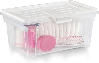 PRAT.K Caixa Plástica Utile Incolor 6L – Com Tampa Branca (Utile), Armazenamento Prático