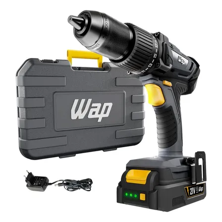 Parafusadeira E Furadeira De Impacto WAP K21 ID03 Sem Fio Com Maleta Organizadora Bivolt