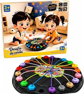 Jogo Educativo Desafio da Corda | Desenvolve Coordenação Motora e Raciocínio Lógico | Brinquedo Infantil +3 Anos | Tabuleiro Interativo