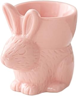 Coelhos em forma de copos de ovos feitos à mão cerâmica macia suporte para ovos cozidos divertidos e seguros utensílios de mesa de cozinha adequados para café da manhã
