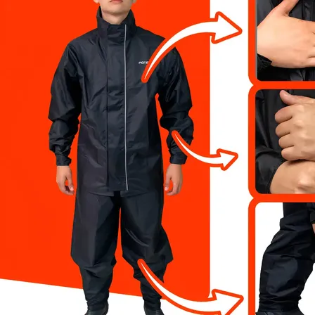 Capa De Chuva Nylon Moto Impermeável Pioneira Leve Com Bolso Preto Laranja G