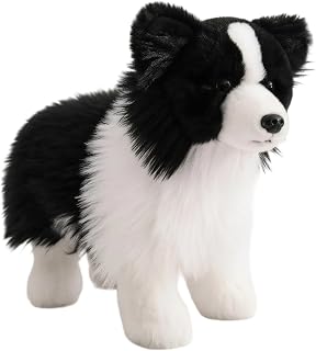 Gralara Collie Pelúcia Macia Cachorro Pelúcia Realista Brinquedo para Bebês, Berçário, Dormitório, 29cm, Border Collie Em Pé