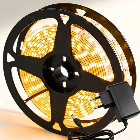 Fita Led Amarela 2835 Quente 5m 300 Led Dupla Face Fonte Cor da luz Branco-quente IP20 Maffacio