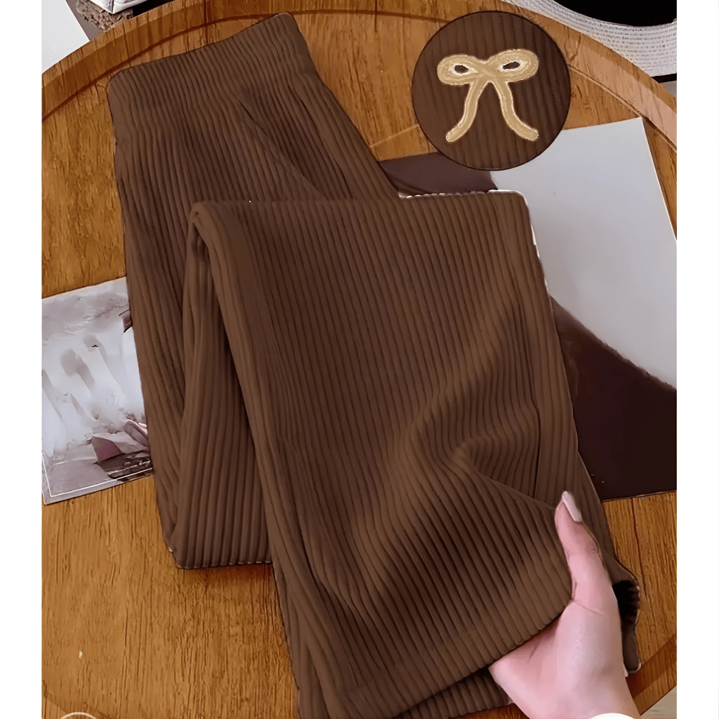 Calça Pantalona Feminino Tecido texturado Calça Feminino Cintura Alta Pantalona Elegante