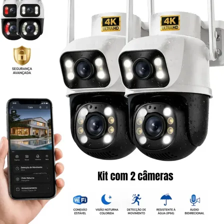 Kit 2 Câmeras de Segurança Woosh A28B Full HD Dupla Lente Wi-Fi com Visão Noturna Colorida