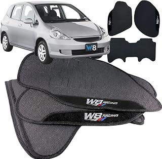 Jogo de Tapete Borracha Automotivo pra Carro Compatível com Fit 2004 2005 2006 2007 2008 Com Logo Bordado Impermeável Personalizado 3 Peças Traseira Inteiriça W8 Acessorios