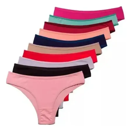 Kit 10 Calcinha Microfibra Feminina Calcinhas Algodão Tanga Lisas E Estampadas M