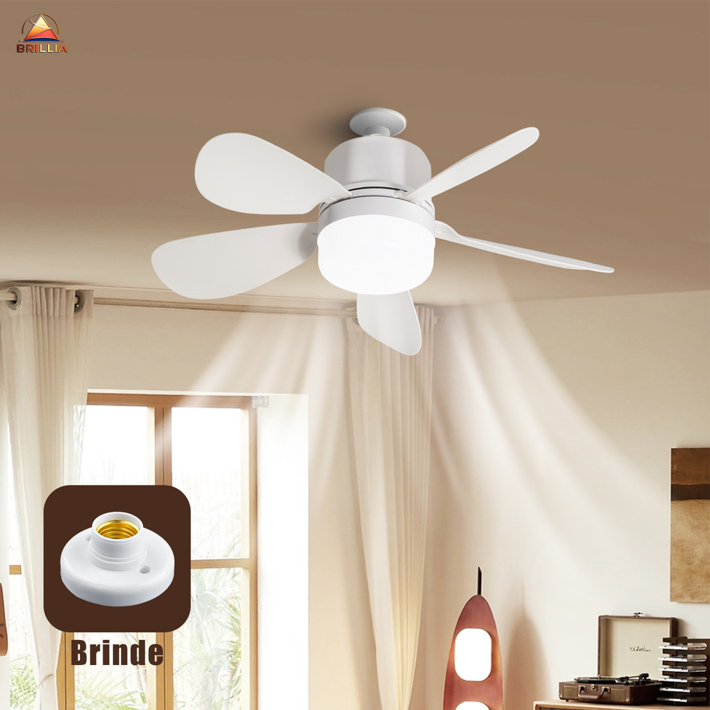 Ventilador de Teto com Luz para Pequenos Espaços Controle Remoto Instalação Fácil Silencioso Bivolt